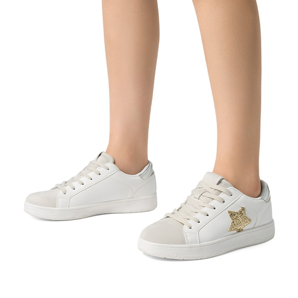 [Bree] Star Low-top Fashion Sneakers - WHITE/GOLD - 1